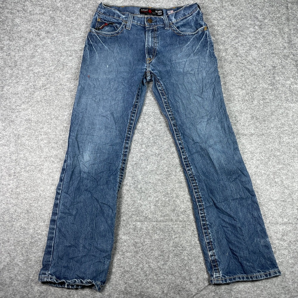 Ariat FR Jeans Mens 31x32 Blue M4 Relaxed Boot Cut Work Pant